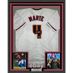 Framed Facsimile Autographed Ketel Marte 35x39 Arizona White Reprint Jersey