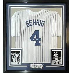 Framed Facsimile Autographed Lou Gehrig 33x42 Reprint Laser Auto Jersey