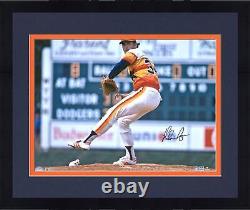 Framed Nolan Ryan Houston Astros Autographed 16x20 Pitching in Rainbow Jersey