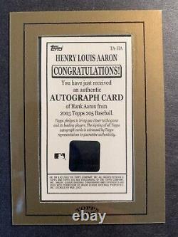 Hank Aaron Braves 2003 Topps T 205 Certified Auto Autograph Framed Mini On Card