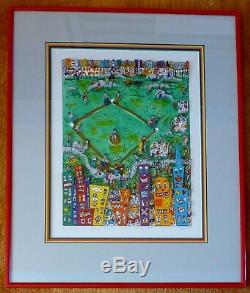 James Rizzi Baseball like it ought to be 1987 3-D Serigraph Pop Art framed