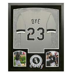 Jermaine Dye Signed MVP Chicago Grey Custom Suede Matte Framed Baseball Jersey