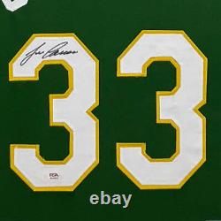 Jose Canseco Signed Green Custom Suede Matte Framed Baseball Jersey