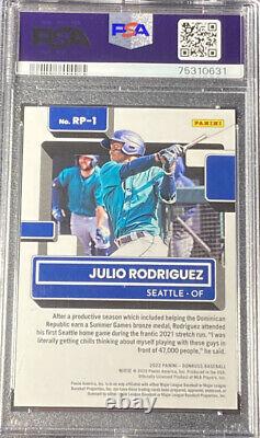 Julio Rodriguez 2022 Donruss Rated Prospect Rapture Rookie PSA 10 Gem Mint #RP1