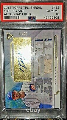 Kris Bryant Autographed/ Signed 2018 TOPPS TRIPLE THREADS RELIC CARD GEM MT 10