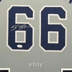Kyle Higashioka Signed Higgy New York Grey Custom Suede Matte Framed Baseball Je