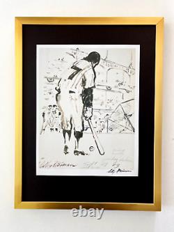 Leroy Neiman + Mickey Mantle + Circa 1970's + Signed Print Framed