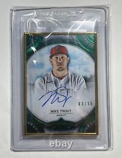 MIKE TROUT 2022 Topps Transcendent Green Foil Gold Framed Auto /15