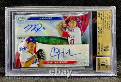 MIKE TROUT CLAYTON KERSHAW 2015 Topps Chrome AUTO Refractor #1/5 BGS DOUBLE 10s