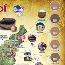 MLB Ballparks Framed Map with Infield Dirt