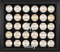 Miami Marlins Logo Black Framed 30-Ball Display Case