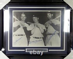 Mickey Mantle, DiMaggio & Ted Williams Autographed Framed 16x20 Photo JSA Y38556