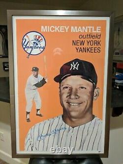 Mickey Mantle Signed Poster (1958 Topps) Steiner Auto framed (rare)
