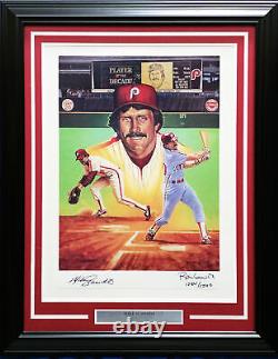 Mike Schmidt Autographed Framed 18x24 Lithograph Phillies /1500 Beckett AC41242