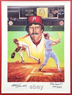 Mike Schmidt Autographed Framed 18x24 Lithograph Phillies /1500 Beckett AC41242