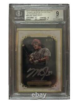Mike Trout 1/15 2014 Topps Museum Collection Gold Frame On Card Auto BGS 9 Mint