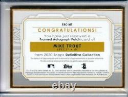 Mike Trout 2020 Topps Definitive Gold Framed Patch Auto 8/10 SP Angels