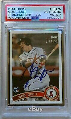 Mike Trout Autograph PSA DNA 7 2014 Topps Framed Rookie Reprint /199 Auto MLB