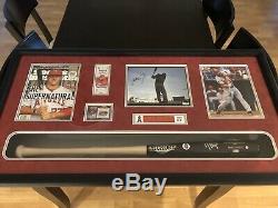 Mike Trout Framed Signed Game Model Bat Photo Card SI 1st Game Ticket Shadowbox