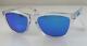 Oakley Sunglasses Frogskins Crystal Clear Frame Sapphire Iridium New Asian Fit