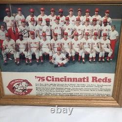 Pete Rose Signed 1975 Cincinnati Reds Team Poster Framed. RARE