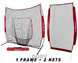 PowerNet Baseball Softball 7x7 Practice Net Bundle + I-Screen (1 Frame + 2 Nets)