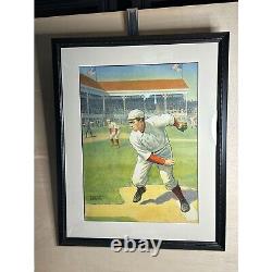 Rare 1905 Strobridge Lithograph Painting The Corners Baseball Print by Anonymous