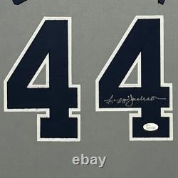 Reggie Jackson Signed Grey Custom Suede Matte Framed Baseball Jersey