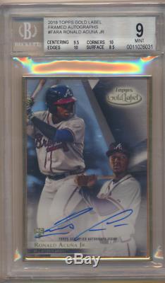 Ronald Acuna 2018 Topps Gold Label Rookie Auto Framed Bgs 9/10