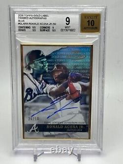 Ronald Acuna Jr. 2020 Topps Gold Label Framed Blue /50 BGS 9 Auto 10