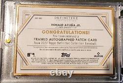 Ronald Acuna Jr. 2022 Topps Definitive Framed Gold Patch On Card Autograph 2/20
