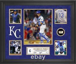 Salvador Perez KC Royals Framed 5-Photo Collage witha Piece of GU Baseball