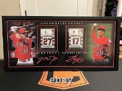 Shohei Ohtani & Mike Trout 9x20 framed relic cards perfect for man cave