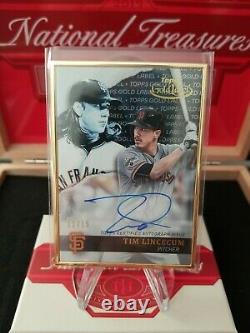 Tim Lincecum 2020 Topps Gold Label Framed Autograph 12/15 SP Giants On Card