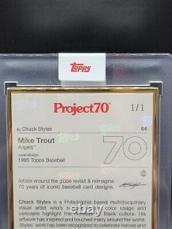 Topps PROJECT 70 Card 64 1995 Mike Trout by Chuck Styles GOLD FRAME 1/1