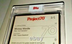 Topps Project70 1961 Mickey Mantle by Joshua Vides GOLD FRAME 1/1 #77 1ST MANTLE