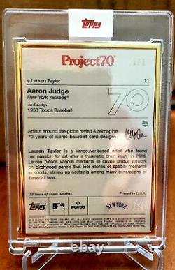Topps Project70 Aaron Judge by Lauren Taylor 1/1 GOLD FRAME Project 70