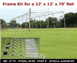 Trapezoid Batting Cage Frame Kit 12' x 12' x 70' Heavy Duty Baseball/Softball