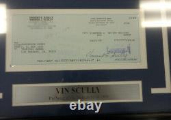 Vin Scully Autographed Signed Framed 8x10 Photo With Check Dodgers 98234