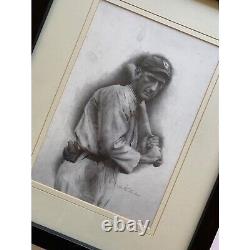 Vintage Baseball Picture Framed Matted Shoeless Joe Jackson Cleveland 18 x 22