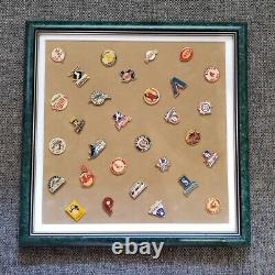 Vintage Major League Baseball Framed Souvenir Pin Set 30 Pins MLB Collector