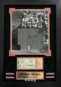 WILLIE MAYS 8x10 SIGNED FRAMED PHOTO THE CATCH HOF COA