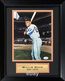 Willie Mays Autographed San Francisco Giants Baseball 8x10 Framed Photo JSA COA