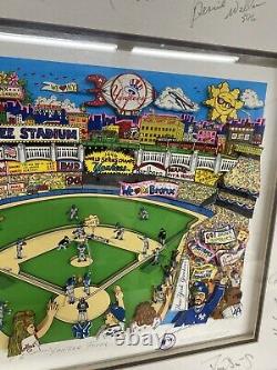 Yankee Fever By Charles Fazzino 3D FRAMED NYC Baseball AUTOGRAPHED AP /25 Art