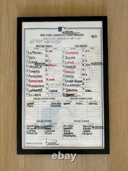 Yankees 12x18 Autographed Framed Game Card Corey Kluber No Hitter (5/19/21)