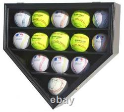 14 Softballs Ou Cubes De Baseball Vitrine Boîtier Rack Mural Maison Plaque En Forme