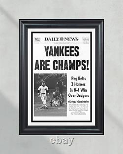 1977 Champions de la Série mondiale des Yankees de New York - Affiche encadrée de la première page du journal