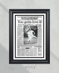 1985 Kansas City Royals Champions de la Série mondiale Encadré Page de journal imprimée