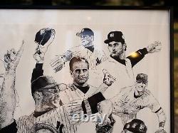 1996 Ny Yankees World Series 20x30 Stylo Encadré Et Encre Artiste Lithographie. Royaume