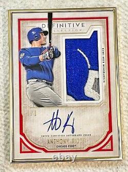 1/1 Topps 2019 Cadre Définitif Autographe Patch Red Anthony Rizzo Auto Cubs